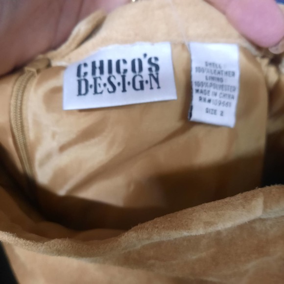 New Chico's Design Tan/Camel 100% Leather lined maxi fit and flare skirt Size 2 - Picture 5 of 6